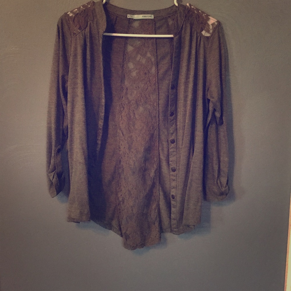 Green button up cardigan